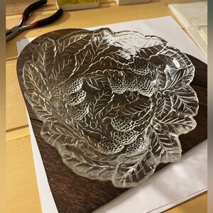 Indiana Glass Clear Leaf and Berry Bowl